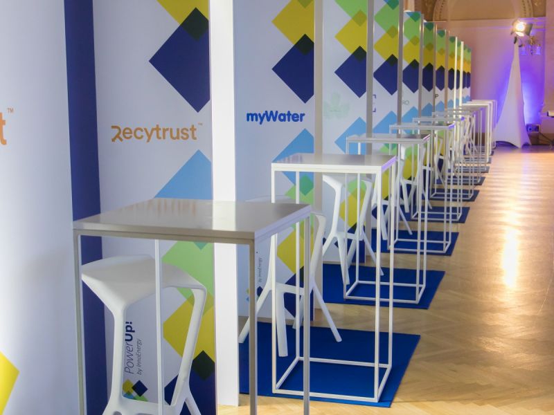 Modern booth set up at the historical palace venue