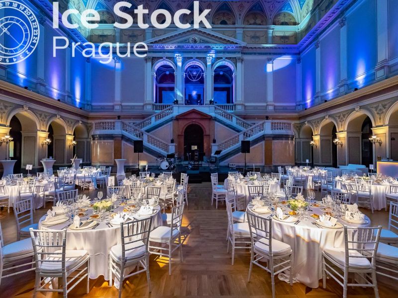 Gala dinner set up in a historical Prague venue